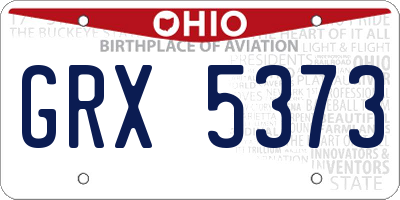OH license plate GRX5373