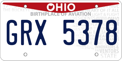 OH license plate GRX5378