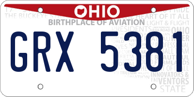 OH license plate GRX5381