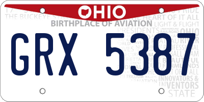 OH license plate GRX5387