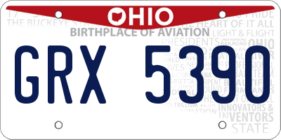 OH license plate GRX5390