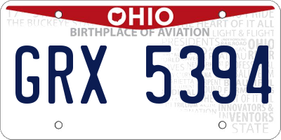 OH license plate GRX5394