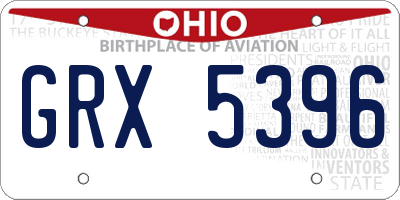 OH license plate GRX5396