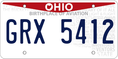 OH license plate GRX5412