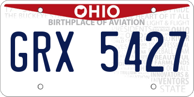 OH license plate GRX5427