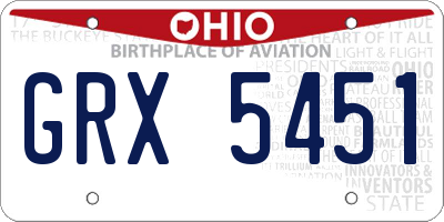 OH license plate GRX5451