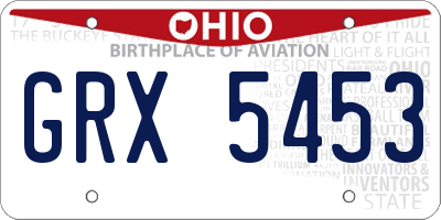 OH license plate GRX5453