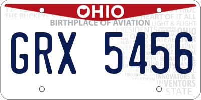 OH license plate GRX5456