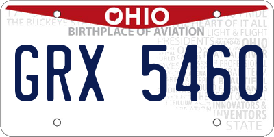 OH license plate GRX5460