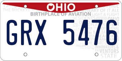 OH license plate GRX5476