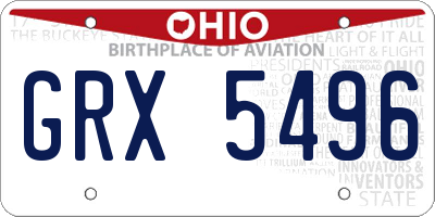 OH license plate GRX5496