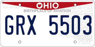 OH license plate GRX5503