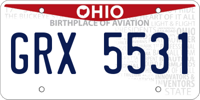 OH license plate GRX5531