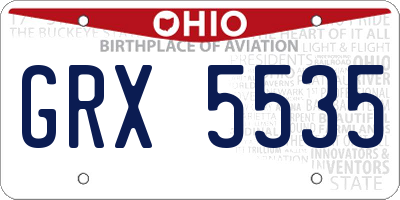 OH license plate GRX5535