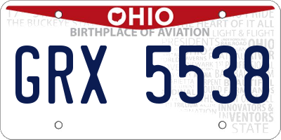 OH license plate GRX5538