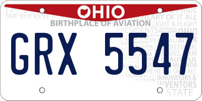 OH license plate GRX5547