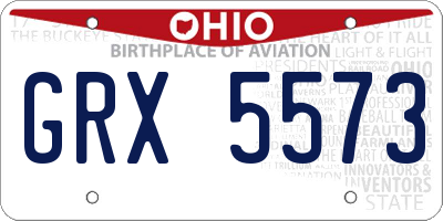 OH license plate GRX5573