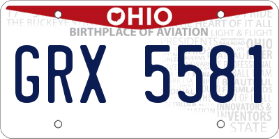 OH license plate GRX5581