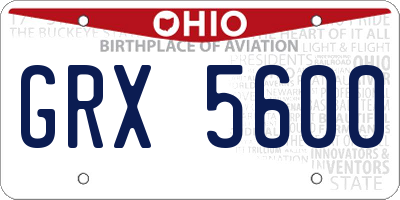 OH license plate GRX5600