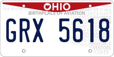 OH license plate GRX5618