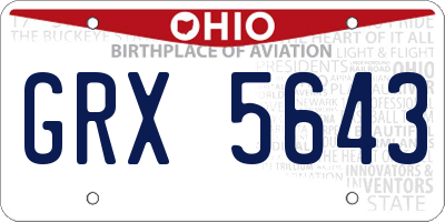 OH license plate GRX5643