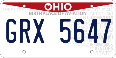 OH license plate GRX5647