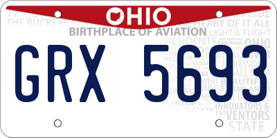 OH license plate GRX5693