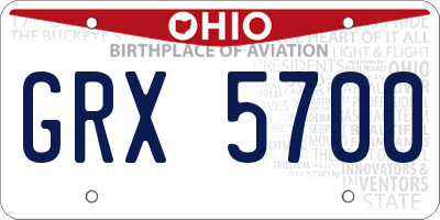 OH license plate GRX5700