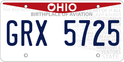 OH license plate GRX5725