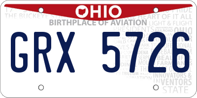 OH license plate GRX5726