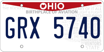 OH license plate GRX5740