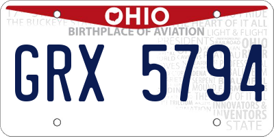 OH license plate GRX5794