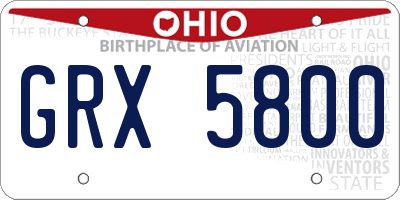 OH license plate GRX5800