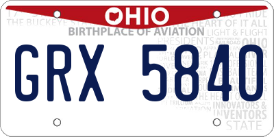 OH license plate GRX5840