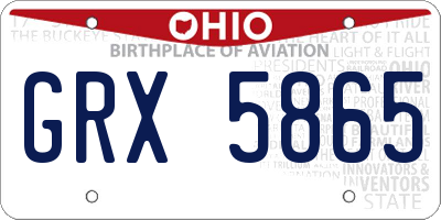 OH license plate GRX5865