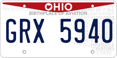 OH license plate GRX5940