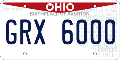 OH license plate GRX6000