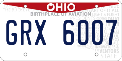 OH license plate GRX6007