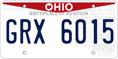 OH license plate GRX6015