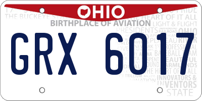 OH license plate GRX6017