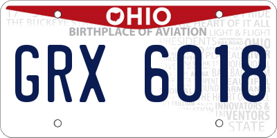 OH license plate GRX6018
