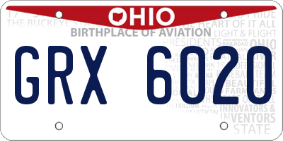 OH license plate GRX6020