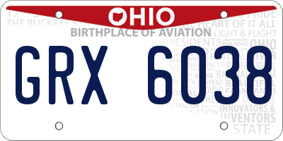 OH license plate GRX6038