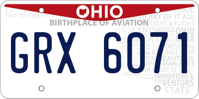 OH license plate GRX6071