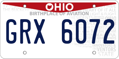 OH license plate GRX6072