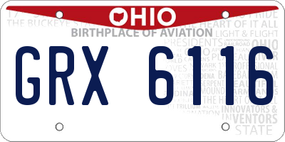 OH license plate GRX6116