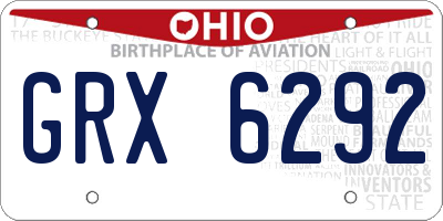 OH license plate GRX6292