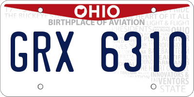OH license plate GRX6310