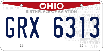 OH license plate GRX6313