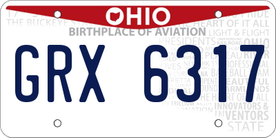 OH license plate GRX6317